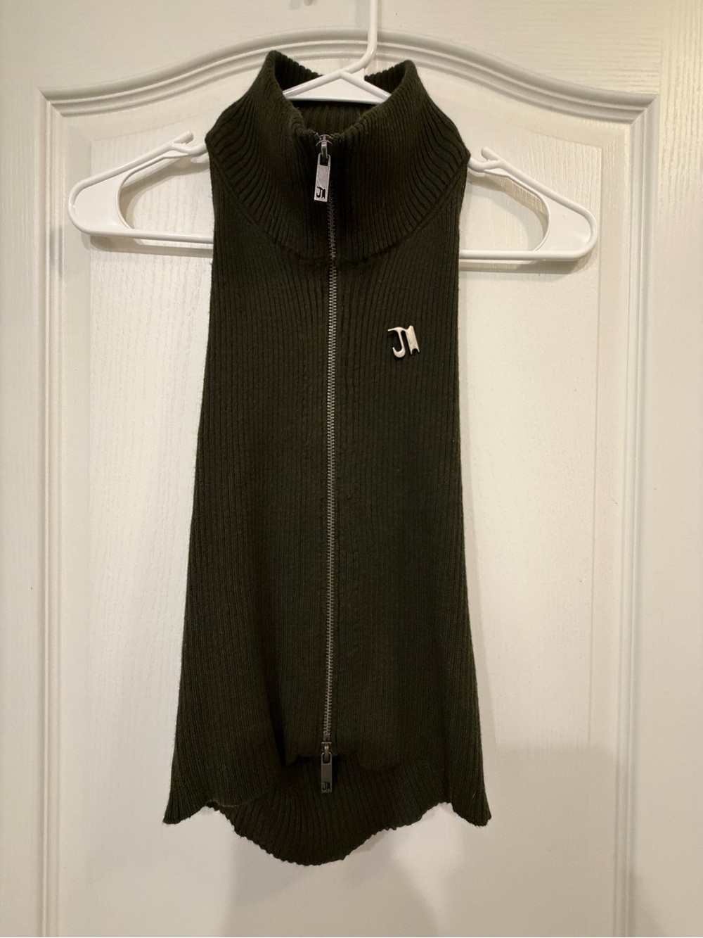 1JINN Studio Women’s L Olive Green Ribbed Wool Blend Sweater Y2K Designer